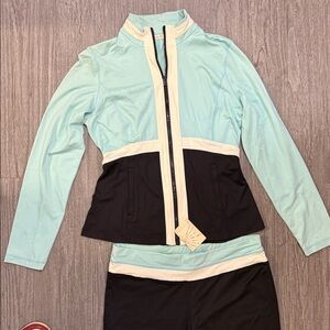 Boston Proper Mint, Black & Cream Colorblock Athletic Jacket